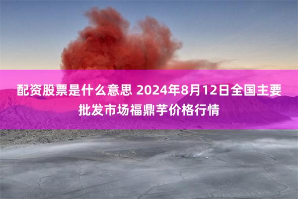 配资股票是什么意思 2024年8月12日全国主要批发市场福鼎芋价格行情