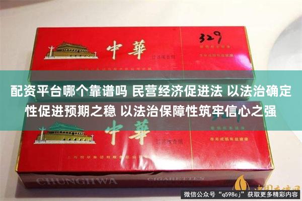 配资平台哪个靠谱吗 民营经济促进法 以法治确定性促进预期之稳 以法治保障性筑牢信心之强